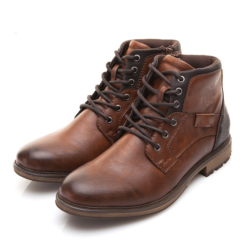 Autumn Winter Men Boots Big SizeVintage Style Men Shoes Casual Fashion High-Cut Lace-up Warm Shoes