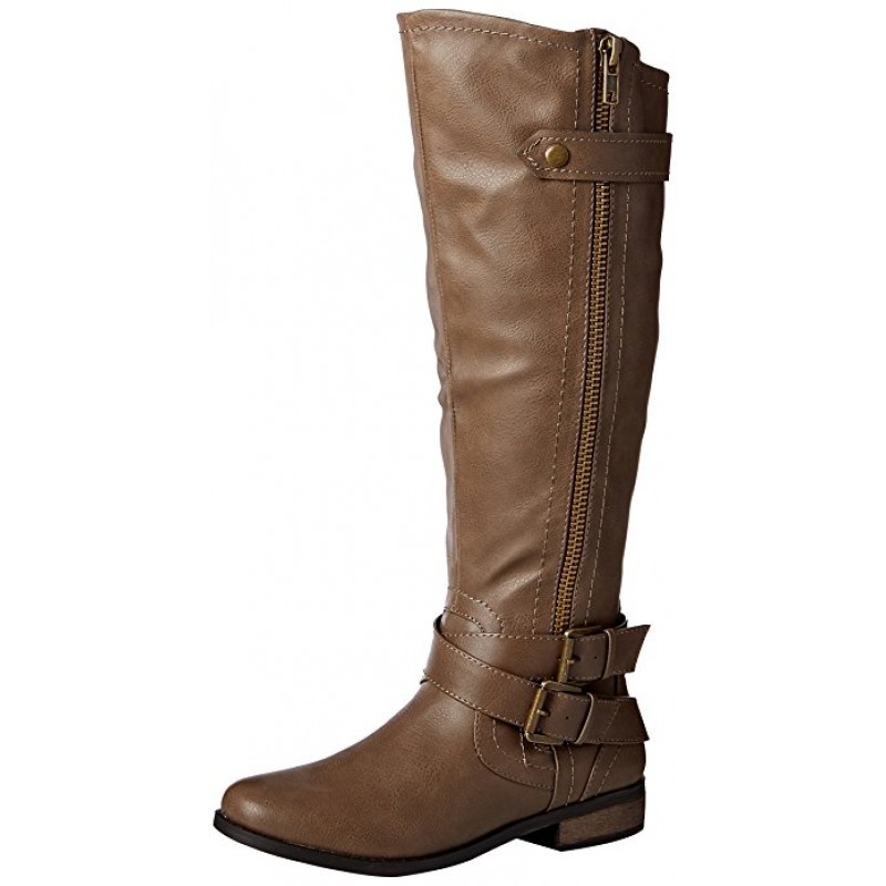  WOMEN'S ZIPPER AND BUCKLE KNEE-HIGH RIDING BOOT