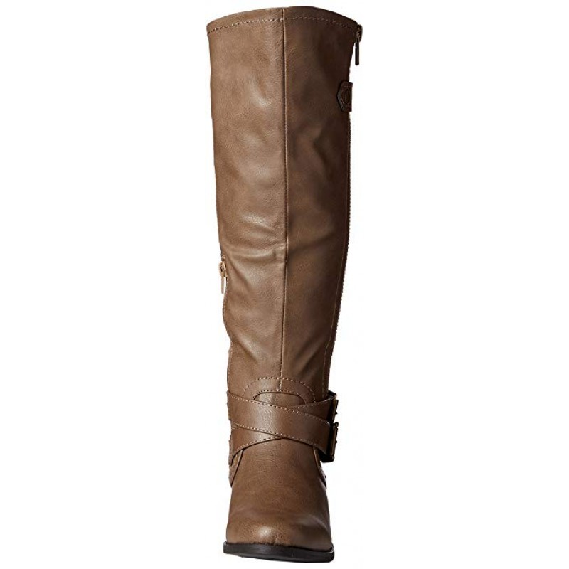  WOMEN'S ZIPPER AND BUCKLE KNEE-HIGH RIDING BOOT